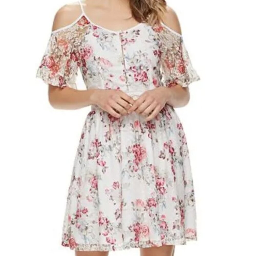 Lacy Floral Dress White & Pink Size L Disney Beauty & the Beast Collection